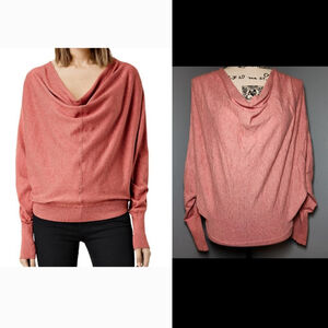 NWOT AllSaints Elgar Cowl Neck Jumper Sweater Womens Size 0 Coral Button Back